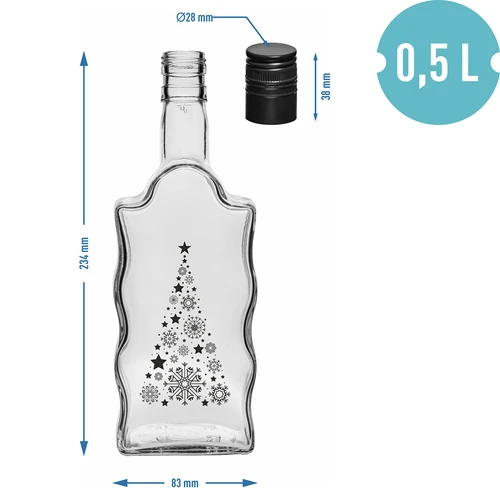 Klasztorna pudele 500 ml ar skrūvējamu vāciņu, apdruka „Eglīte”, 1 gab. - 5