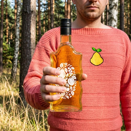 Pudele Klasztorna 500 ml ar skrūvējamo korķi un apdruku „Augļi”, 1. dizains - 8