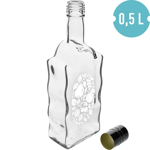 Pudele Klasztorna 500 ml ar skrūvējamo korķi un apdruku „Augļi”, 1. dizains - 2