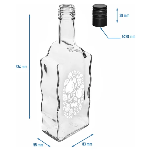 Pudele Klasztorna 500 ml ar skrūvējamo korķi un apdruku „Augļi”, 1. dizains - 5
