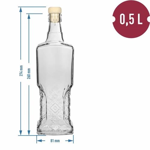 Stikla pudele Kredensowa 500 ml ar korķi - 5