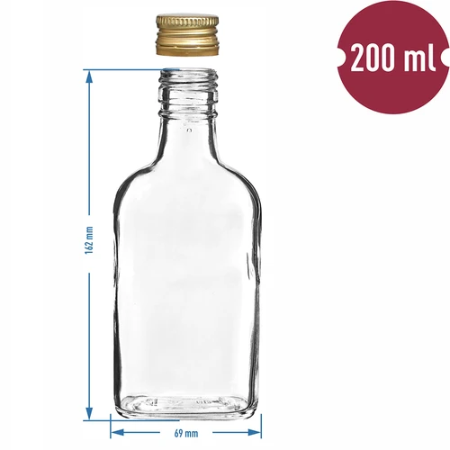 Pudele liķieriem kabatkolba ar skrūvējamu vāciņu 200 ml, 10 gab. - 6
