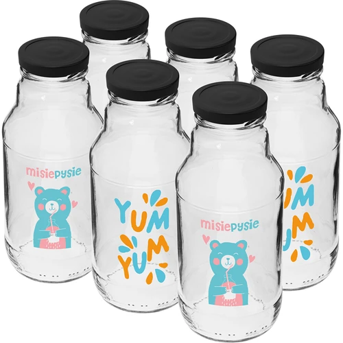 Pudele twist off 330 ml ar fi43 vāciņu un krāsainu apdruku - 6 gab. - 2