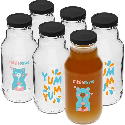 Pudele twist off 330 ml ar fi43 vāciņu un krāsainu apdruku - 6 gab.