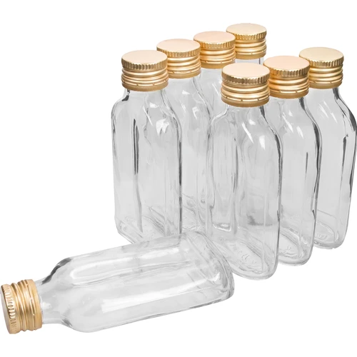 Pudele uzlējumiem (piersiówka) 100 ml + skrūvējamais vāciņš, 8 gab.