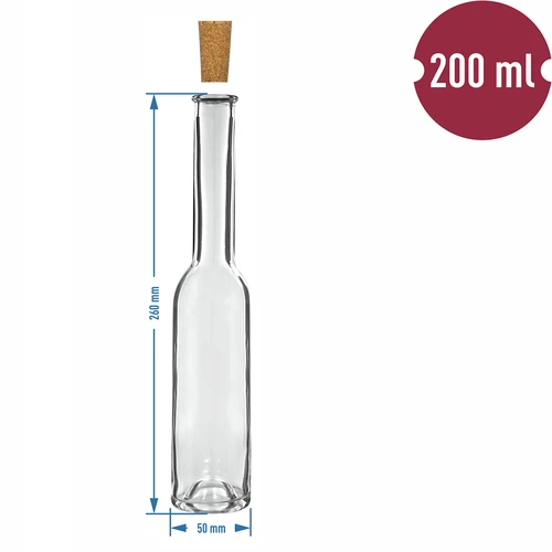 Pudeles uzlējumiem 200 ml (6 gab.) + 6 korķu 23/18 - 7