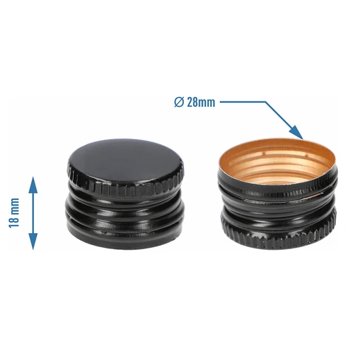 Pudeļu skrūvējamais korķis fi 28/18 mm - melns, 8 gab. - 4