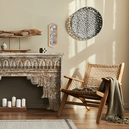 Retro laika stacija - no dabīga koka ar sudraba ciparnīcām - 6