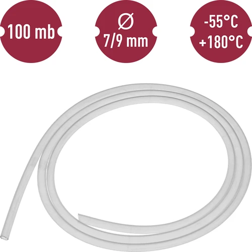Silikona šļūtene fi 7/9mm -55 +180°C  mb - 2