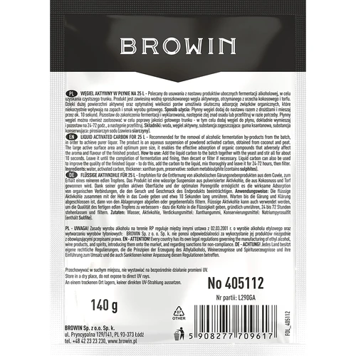 Šķidrā aktivētā ogle 25 L apjomam, 140 g - 2