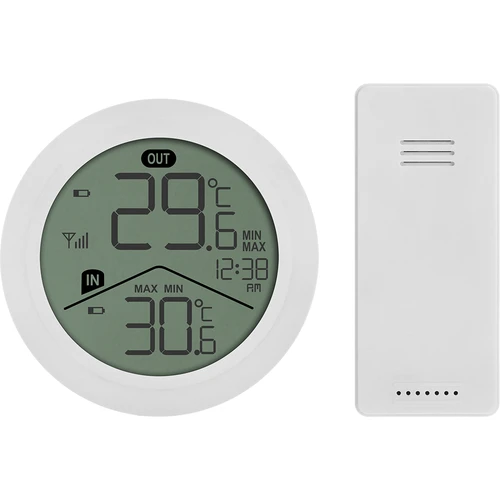 Soens elektroniskais termometrs – ar ārējo sensoru, apaļš balts