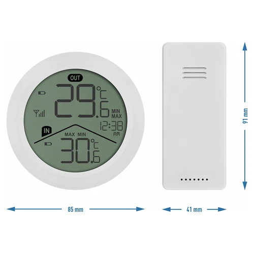 Soens elektroniskais termometrs – ar ārējo sensoru, apaļš balts - 5