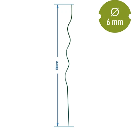 Spirālveida tērauda augu balsts 1 m x 6 mm - 2