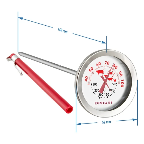 Termometrs ar dubultu skalu (30°C līdz 100°C) / (50°C līdz 300°C) 13,0cm - 3