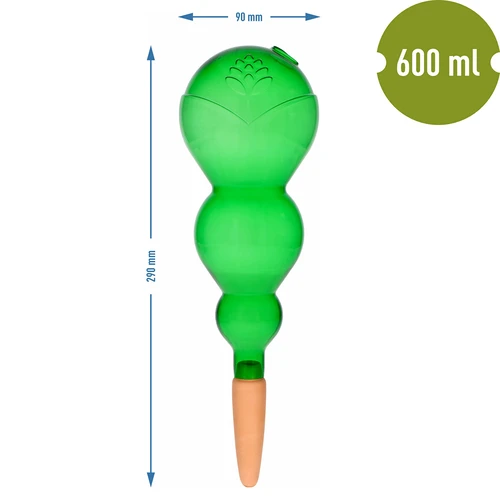 Trīskārša (trīskameru) laistīšanas bumba, caurspīdīgi zaļa, ar keramisku konusu, 600 ml - 5
