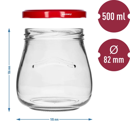 Twist-off burka 500 ml "Apvērstā Amfora" ar bordo skrūvējamu vāciņu fi 82/6, 6 gab. - 9
