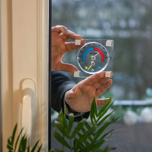 Universālais termometrs ar higrometru, caurspīdīgs, pašlīmējošs (-50°C līdz +50°C) - 4