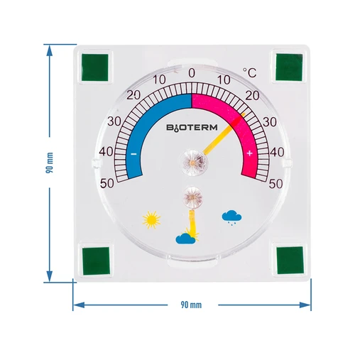 Universālais termometrs ar higrometru, caurspīdīgs, pašlīmējošs (-50°C līdz +50°C) - 2