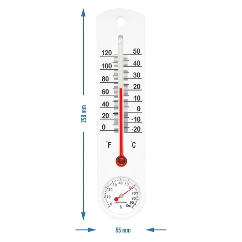 Universāls balts termometrs ar higrometru (-20 °C līdz +50 °C) 25 cm - 2
