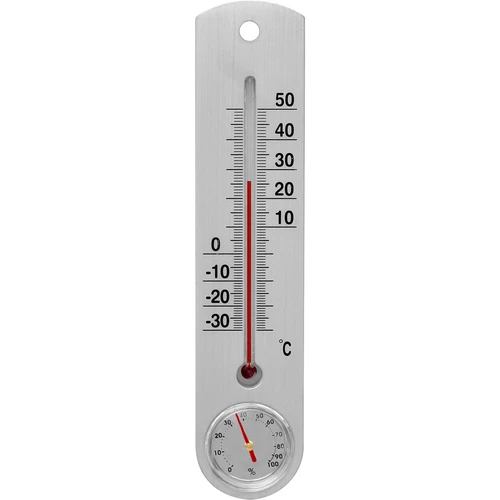 Universāls sudraba krāsas termometrs ar higrometru (no -30°C līdz +50°C) 25 cm