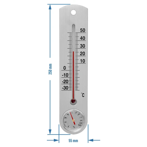 Universāls sudraba krāsas termometrs ar higrometru (no -30°C līdz +50°C) 25 cm - 2