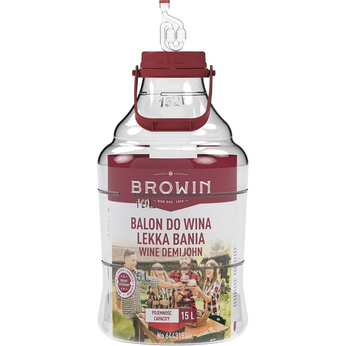 Viegls, nesaplīstošs vīna demižons ar rokturi, 15 L - 3