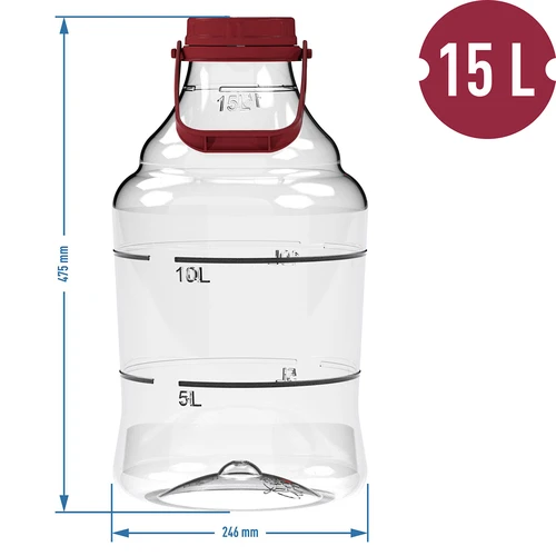 Viegls, nesaplīstošs vīna demižons ar rokturi, 15 L - 6