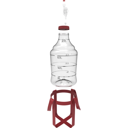Vīna demižons, viegls, neplīstošs, ar nesšanas siksnām, 20 L - 2