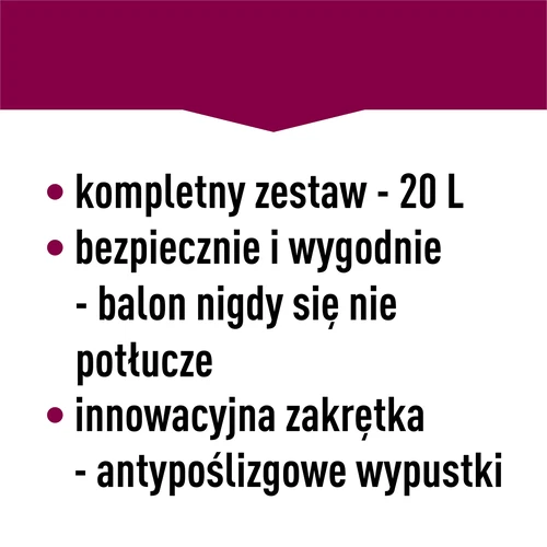 Vīna demižons, viegls, neplīstošs, ar nesšanas siksnām, 20 L - 22