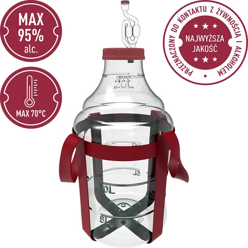 Vīna demižons, viegls, neplīstošs, ar nesšanas siksnām, 20 L - 5