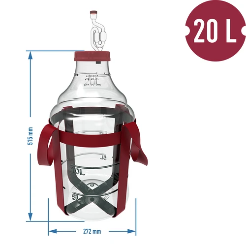 Vīna demižons, viegls, neplīstošs, ar nesšanas siksnām, 20 L - 6
