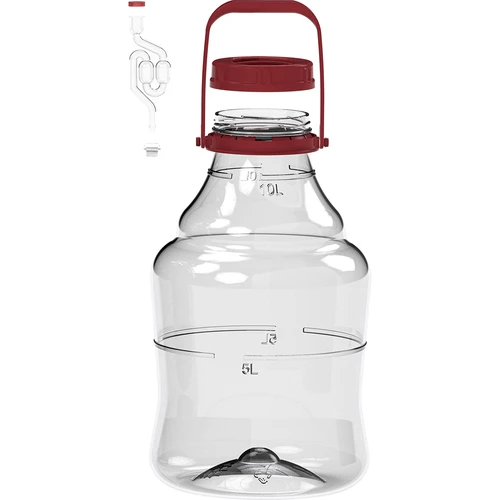 Vīna demižons, viegls, neplīstošs, ar rokturi, 10 L - 2