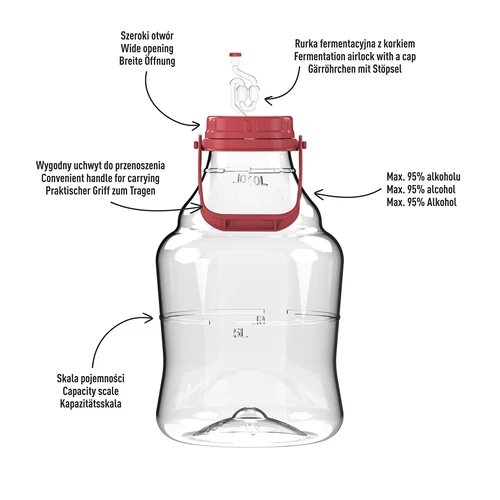 Vīna demižons, viegls, neplīstošs, ar rokturi, 10 L - 4
