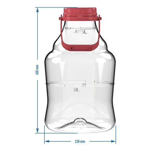 Vīna demižons, viegls, neplīstošs, ar rokturi, 10 L - 6