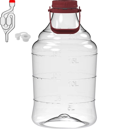 Vīna demižons, viegls, neplīstošs, ar rokturi, 20 L - 2