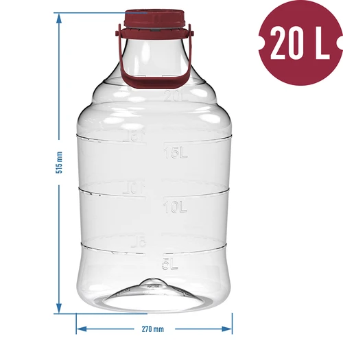 Vīna demižons, viegls, neplīstošs, ar rokturi, 20 L - 6