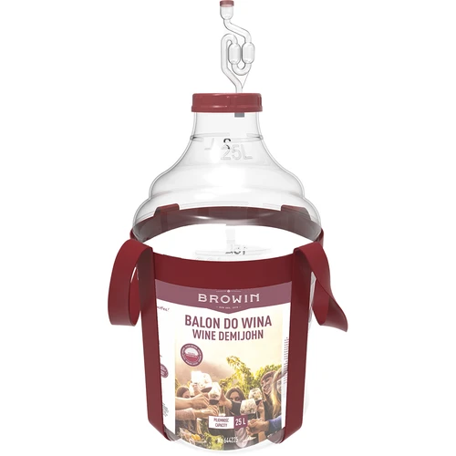Vīna demižons, viegls, neplīstošs, ar siksnām, 25 L - 2