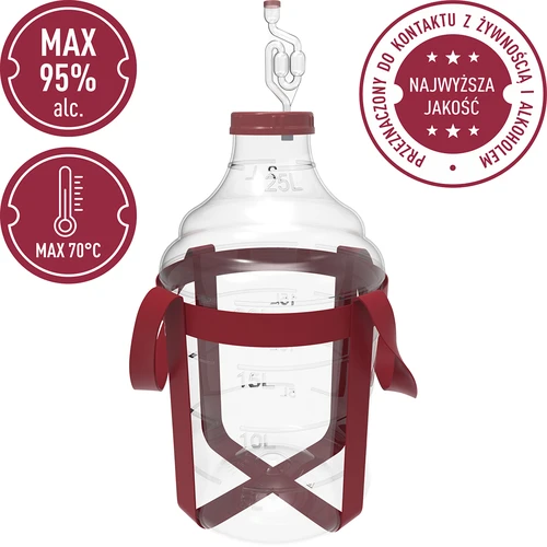 Vīna demižons, viegls, neplīstošs, ar siksnām, 25 L - 5