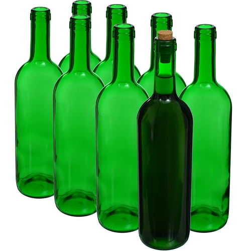 Vīna pudele 0,75 L, zaļa - iepakojumā 8 gab. - 2
