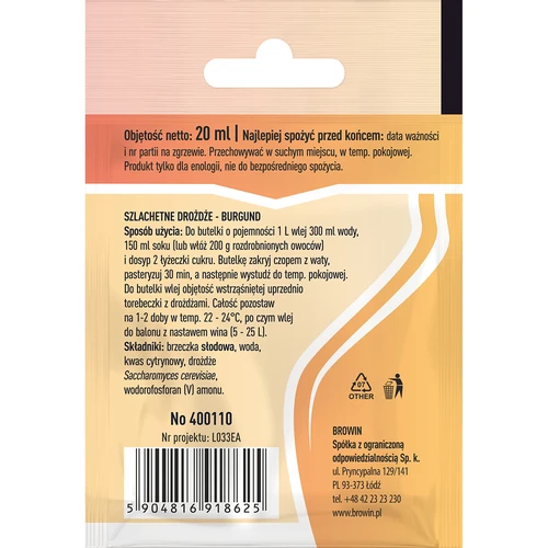 Vīna raugs Bordeaux, 20 ml - 2
