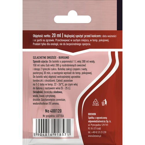 Vīna raugs Burgund, 20 ml - 2