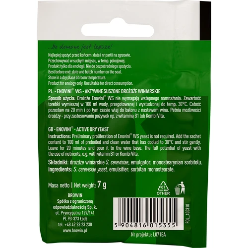 Vīna raugs Enovini® WS, 7 g - 2