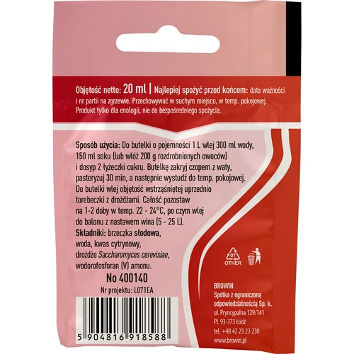 Vīna raugs Malaga, 20 ml - 2