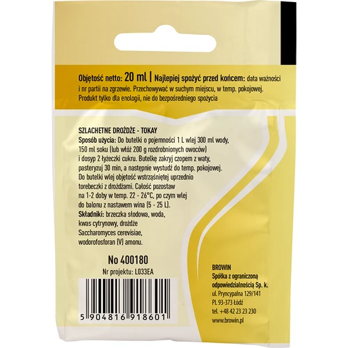 Vīna raugs Tokay, 20 ml - 2