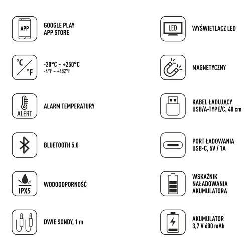 Virtuves termometrs ar Bluetooth, 2 zondes - 8