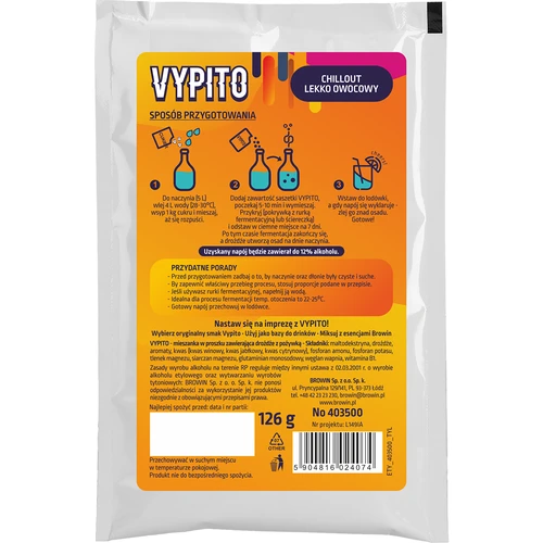 VYPITO 12%, paciņa 18 kokteiļiem - Chillout viegli augļains, 126 g - 2
