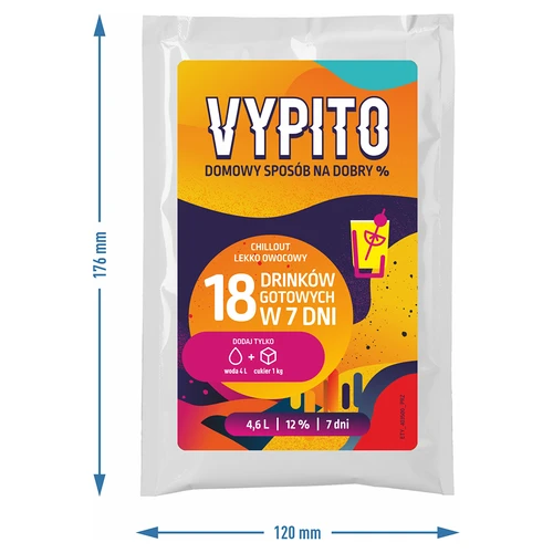 VYPITO 12%, paciņa 18 kokteiļiem - Chillout viegli augļains, 126 g - 4
