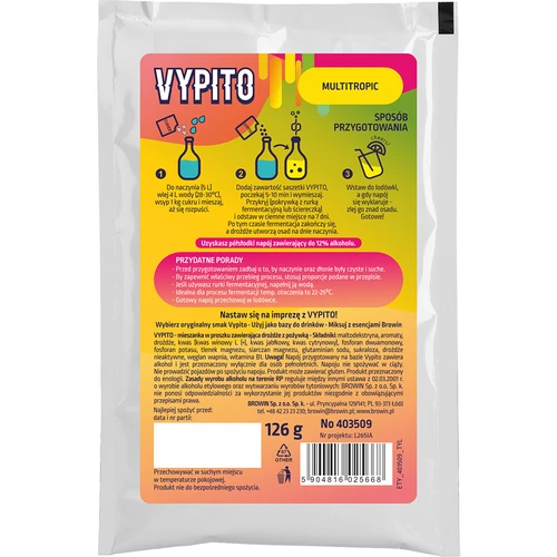 VYPITO 12%, paciņa 18 kokteiļiem – Multitropic, 126 g - 2