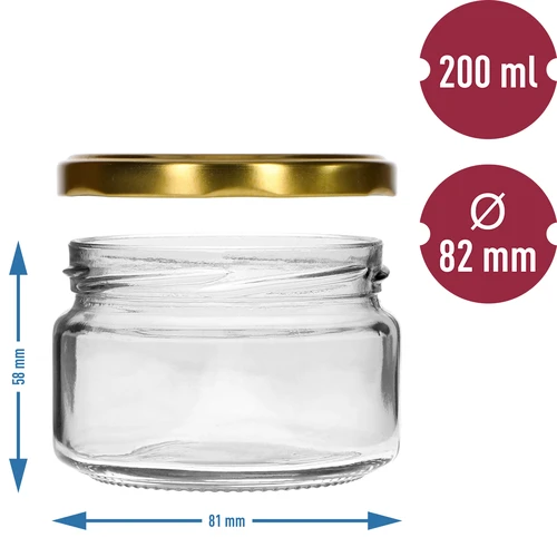 Zema 200 ml burciņa - ar zelta vāciņu fi 82/6, 6 gab. - 5