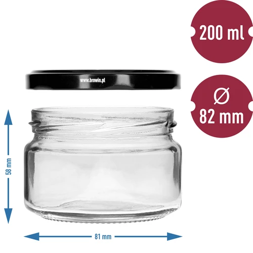 Zema 200 ml burka - ar melnu vāciņu fi 82/6, 6 gab. - 5